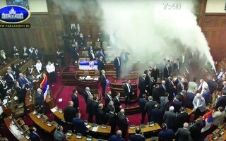 Serbian Parliament Erupts in Chaos